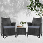 Patio Furniture 3 Piece Outdoor Setting Bistro Set Chair Table Wicker