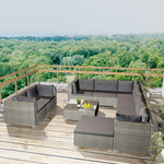 Garden Sofa Set 32 Piece Wicker Rattan Grey Outdoor Lounge Couch Table